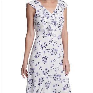 DKNY Floral Print Flounce Hem Chiffon Dress